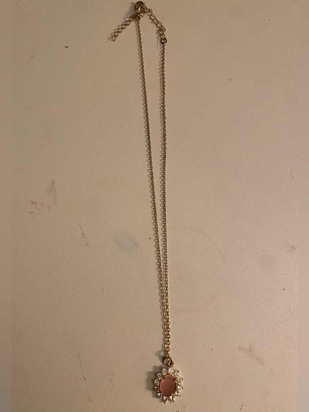 PacSun Gold-Tone Necklace with Pink Oval Pendant